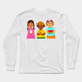 Young children hand holding fresh fruit. Long Sleeve T-Shirt